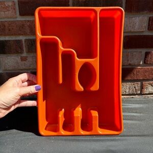 Rubbermaid Harvest Orange Silverware Flatware Utensil Holder Tray #2921 Vintage